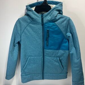 NEW Lands' End Teal sherpa lined Kids Hoodie Jacket Coat with Pockets zip up
